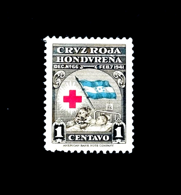 Sello HONDURAS - 1945 Cruz Roja Bandera Madre e Hijo Sn RA3 Impuesto Fiscal MLH r43 🔥 Foto 1 de 2