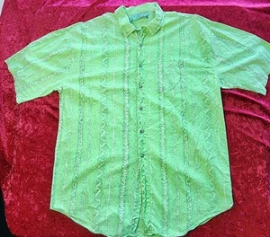 Special Delivery Vintage Large Hawaiian Celery Green Lime Cotton USA Button Up - Picture 1 of 9