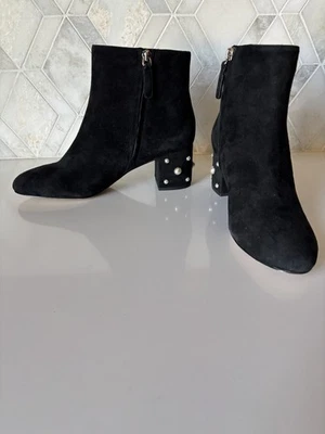 Kate Spade размер 9B черная замша лодыжки загрузки молнии Taraji жемчуг загрузки вкратце носок - Изображение 1 из 4