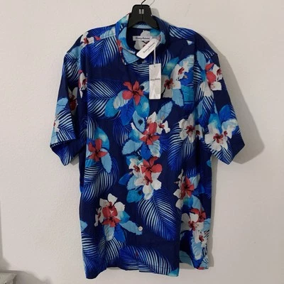 Tommy Bahama Silk Shirt Mens Large Monterosso Beach Indigo Coast NEW With Tags - Image 1 of 4