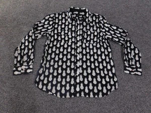 Talbots Shirt Womens Small petite Pineapple Print Long Sleeve Button Up sheer - Picture 1 of 13