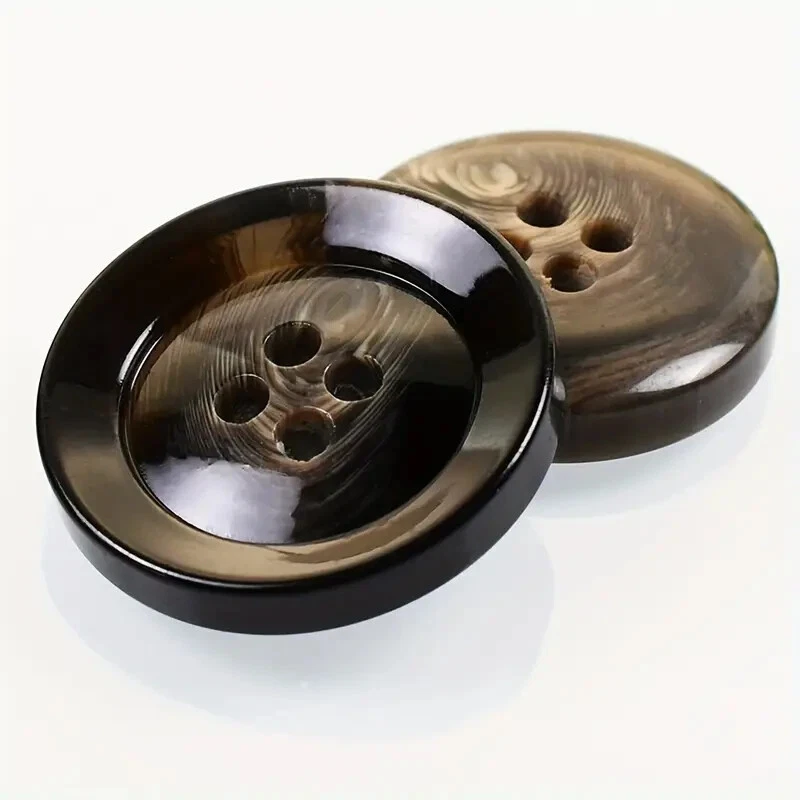 6pcs Round Resin Buttons 25mm Black Brown Sewing Buttons - Image 1 of 1