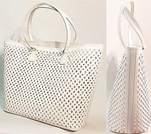 ●Prada Saffiano Perforated Leather Shoulder Bag White  B - Picture 1 of 7