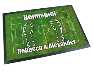 Fußmatte mit Name Fußball Fußballplatz Geschenk Hochzeit Einzug Trainer Männer - Bild 1 von 4