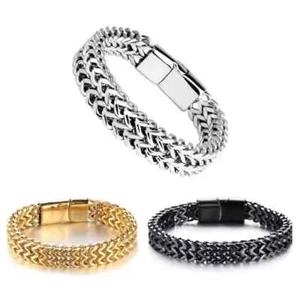 Bracciale uomo in acciaio inox intrecciato stile cubano vari colori idea regalo - Foto 1 di 4