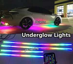 Double Row LEDs Bluetooth + Remote CHASING FlowUnderglow Lighting LED Strips KIT - Picture 1 of 15