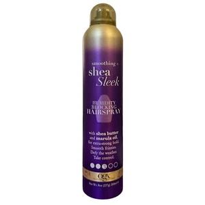 OGX Shea Sleek Humidity Blacking Hairspray 8 oz Extra Strong Hold Marula Oil HTF - Picture 1 of 8