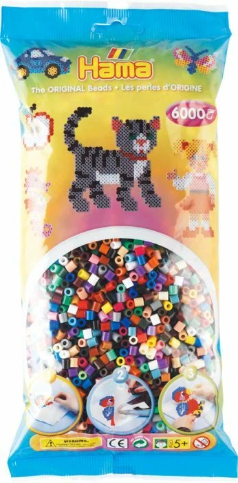 HAMA Bügelperlen Midi Vollton Mix 6000 Perlen 22 Farben Bügelbilder Bastelperlen - Bild 1 von 1