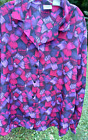 Liz Baker 16W brush strokes abstract blouse colorful button-down/up career top