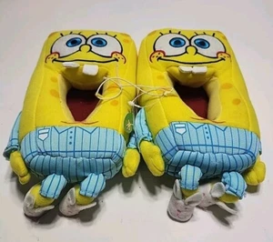 NWT SPONGEBOB SQUAREPANTS Plush Slippers Kids 11-12 (M) 2003 Bunny Slippers PJs - Picture 1 of 8