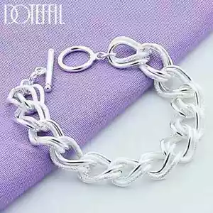DOTEFFIL 925 Plata Esterlina Mate Anillo Suave Cadena Pulsera Moda Joyería - Imagen 1 de 5