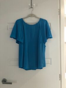 Witchery Silk Tie Back Blouse in Blue - Size 14 - 5+ items free AU post