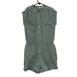 Gap Olive Army Green Romper Size XL Elastic Short Sleeve - Picture 1 of 9