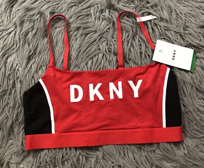 Sujetador DKNY Donna Karan New York Rojo Cereza Negro Mujer Scoop Bralette Pullover Foto 1 de 4