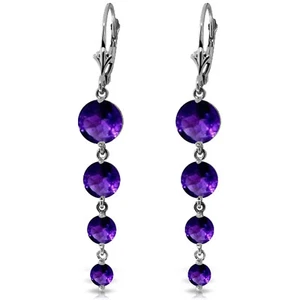 7.8 CTW 14K Solid White Gold Love Survives Amethyst Earrings - Picture 1 of 5