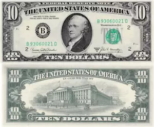1969 B $10 New York District Federal Reserve Note FR 2020-B Uncirculated - Picture 1 of 3