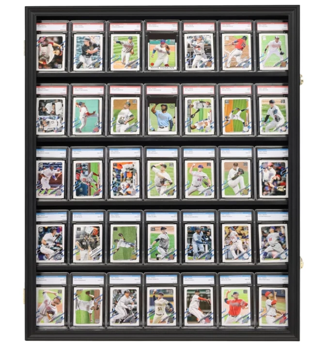 Lockable 35 Graded Sports Card Display Case, for Football, Baseball, Basketball - Image 1 of 4