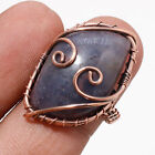 Iolite Cab&#39;s Gemstone Wire Wrapped Copper Handcrafted Jewelry Ring 7.25&quot; CR 442
