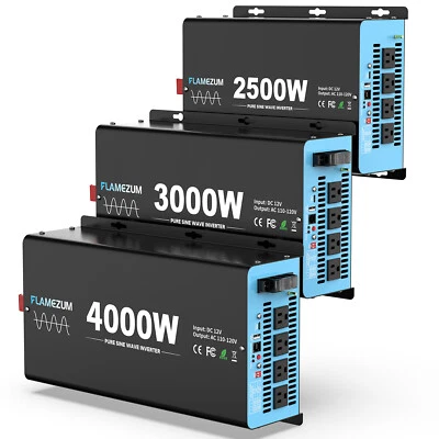 2500W 3000W 4000W Pure Sine Wave Power Inverter 12V 110V 120V Converter Remote - Image 1 of 4