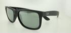 Rayban Sunglasses 4165 622/6G 55Mm Justin Black Rubber Frame - Grey Silver Lense