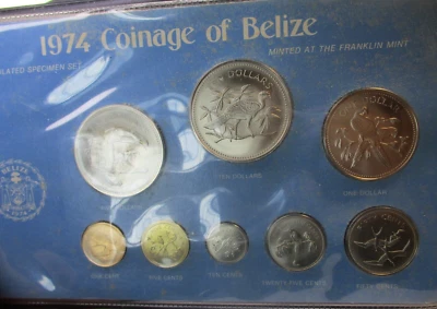 1974 Coinage Of Belize 8 Coin Uncirculated Specimen Set Minted at Franklin Mint - Image 1 of 4
