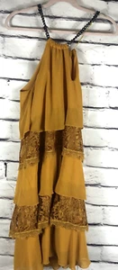 RinaScimento Ruffled XL Yellow Sleeveless Brass Chain Haltered Knee Length Dress - Picture 1 of 4