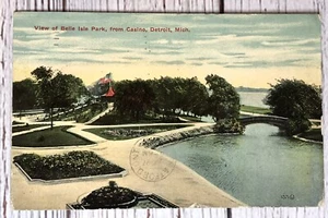 Detroit Michigan~MI~ Belle Isle Park~View from Casino~Stone Bridge Postcard - Picture 1 of 3