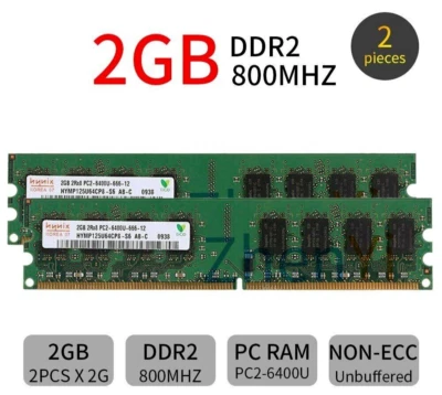 KIT 2 MEMORIE RAM HYNIX  2 X 2 GB (4 GB) DDR2 800 MHz 1,8V DIMM PC2 DESKTOP - Immagine 1 di 4