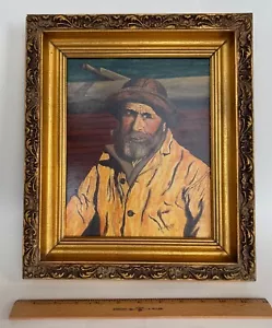 Nautical Fisherman Seaman Maritime Original Oil Painting 11.5 x 13.5 Framed - Picture 1 of 6