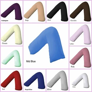 V Shaped Pillow Case Orthopedic Support Plain Dyed Poly Cotton Cover Unfilled - Picture 1 of 14
