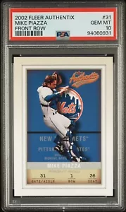 2002 Fleer Authentix Front Row Mike Piazza #31 41/150 PSA 10 Gem Mint Mets Pop 1 - Picture 1 of 3