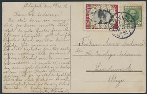DENMARK. Christmas seal 1911 on card with 5 Øre Frederik VIII (PC428) - Picture 1 of 2