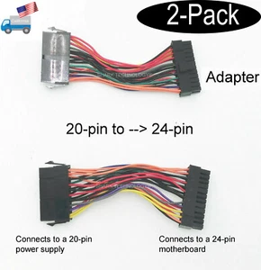 2-Pack: New 20pin Legacy ATX Power Supply to 24pin PC Motherboard Adapter Cable - Picture 1 of 4