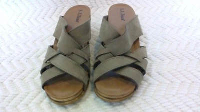 LL Bean светло-коричневый нубук кожи на танкетке шлепанцы сандалии женский размер 6 M - изящный - Изображение 1 из 4