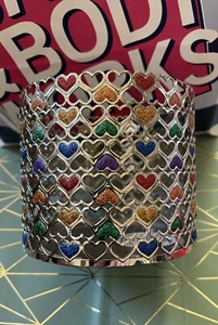 Bath & Body Works Rainbow Hearts/ Silver 3 Wick Candle Holder - Picture 1 of 1