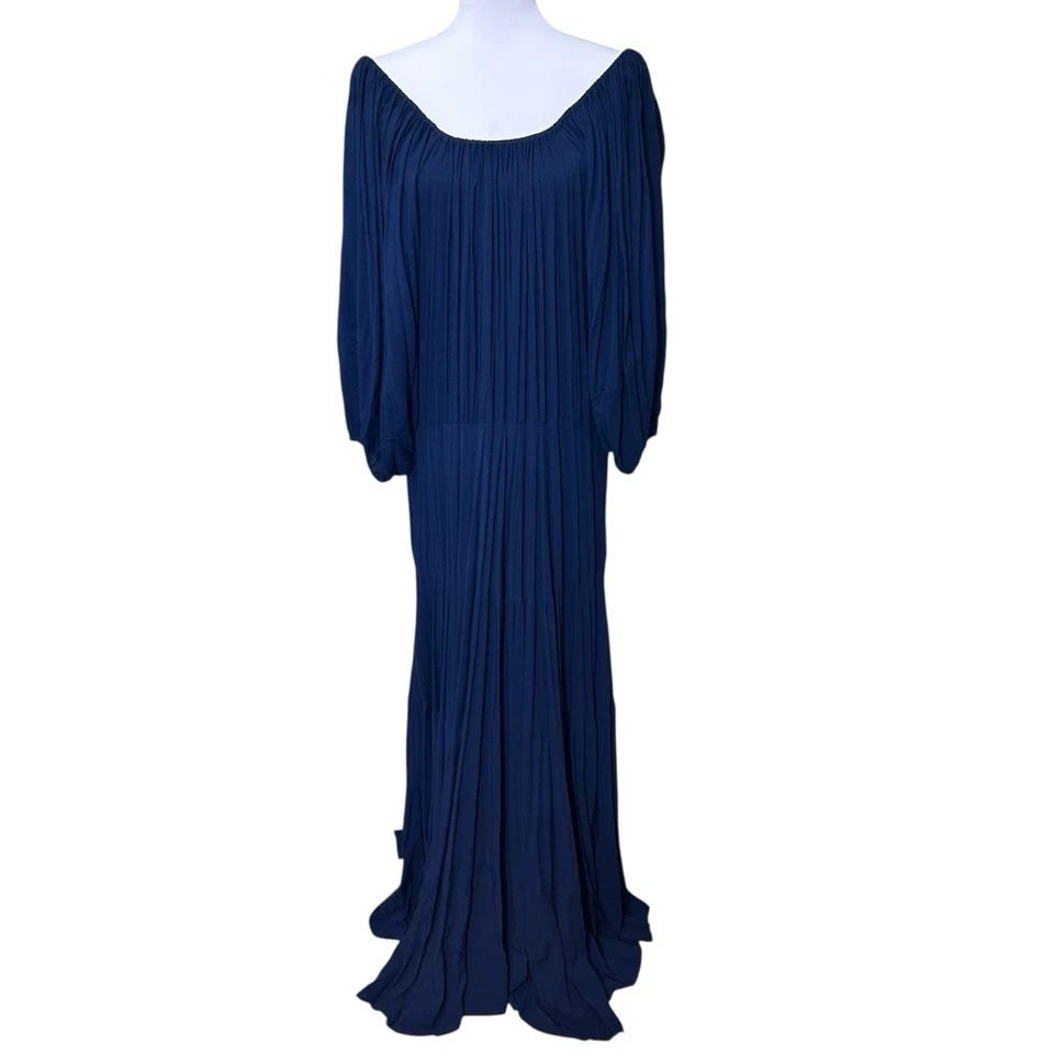 Erika Pena Anthropologie Marissa ярусный с плеча макси платье S/M темно-синий  - Изображение 1 из 4