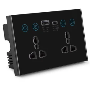 Prise universelle EU UK US Tuya noire avec port USB et type-C9577 - Photo 1/8
