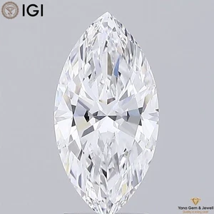D Color VS1 Clarity 2.00 CT. CVD Lab Grown Diamond IGI Certificate Marquise Cut - Picture 1 of 10