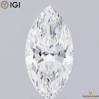 D Color VS1 Clarity 2.00 CT. CVD Lab Grown Diamond IGI Certificate Marquise Cut - Image 1 of 4