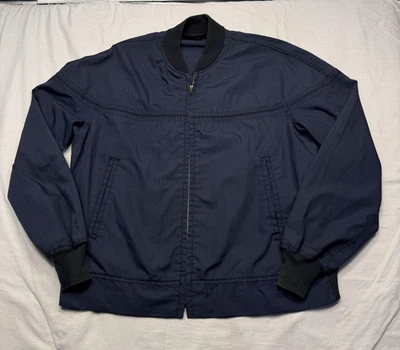 Vintage Sears The Men's Store Jacket Mens Navy Harrington Bomber Talon Zip 70s - Image 1 of 4