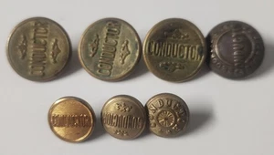 Lot 7 Vintage Railroad Conductor Brass Uniform Buttons Waterbury Scovill - Picture 1 of 5