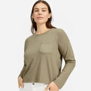 Everlane Long-Sleeve Box-Cut Pocket Tee - Green size L - Picture 1 of 7