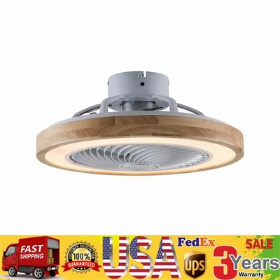 20" Invisible Ceiling Fan Lamp 3Color Timing LED Light Remote Control Chandelier - Image 1 of 4