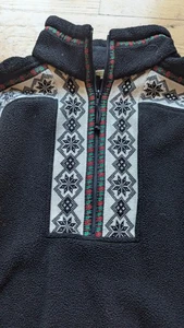 L.L. Beans, Women's Nordic snow flake, 1/4 zip fleece, black, size XL Comfy  - Picture 1 of 4