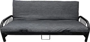 Twin Size Black Denim Futon Mattress Cover, Bed Slipcovers, Bed Encasement - Picture 1 of 2