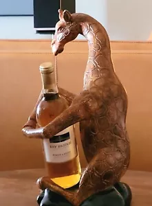 "Carrito de vino jirafa único 16,5"" de alto animal raro - decoración de bar - soporte para botella de vino" - Imagen 1 de 7