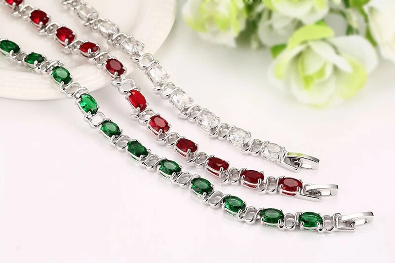 Damen Armband Zirkonia 18 cm grün klar Armkette - Bild 1 von 1