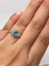 Natural Paraiba Apatite Ring 14k White Gold Engagement Ring All Ring Sizes