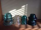 Four Vintage Glass Insulators 2 Whitall 1 Brookfield And One ?