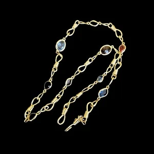 Collana vintage KJL placcata oro filo spinato colorato Kenneth Jay Lane - Foto 1 di 5